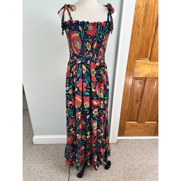 Summersalt Sun Dress LG Smocked Red Floral Silky Luxe Maxi Beach Cruise Resort - Picture 4 of 8